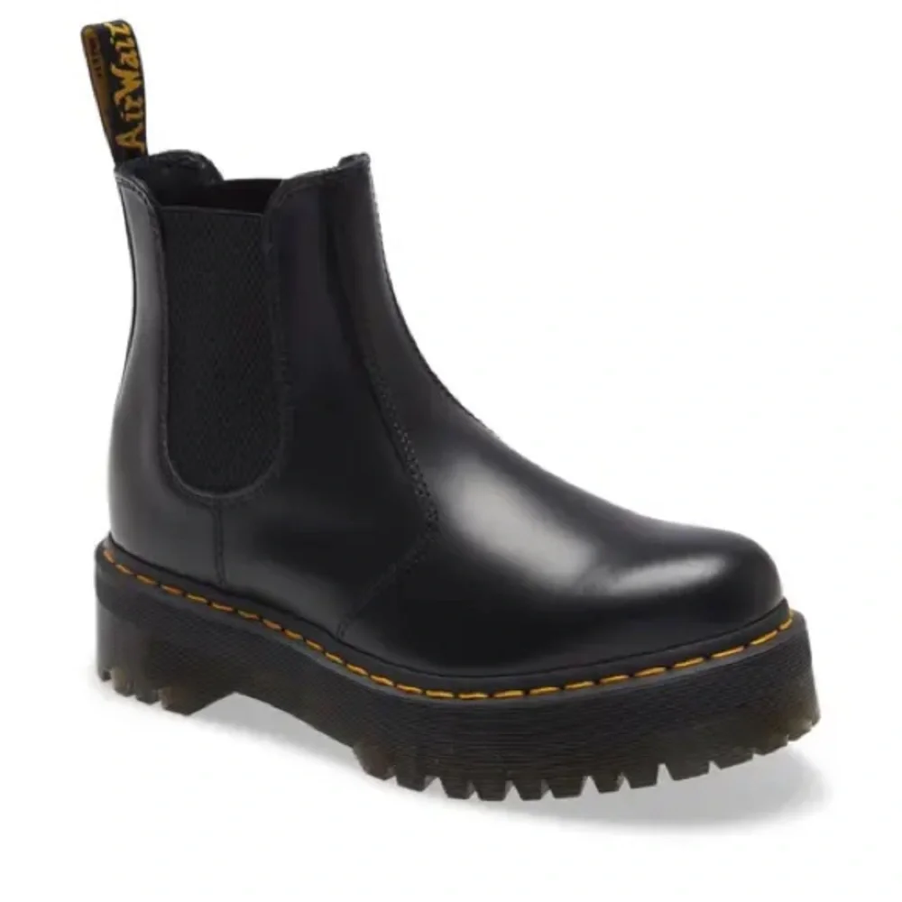 Dr Martens 2976 Quad Platform Chelsea Boots Womens 11 Mens 10 Black Leather New - Picture 6 of 12